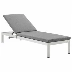 Cheapest 🎉 LexMod Shore Outdoor Aluminum Chaise With Cushions, Silver Gray 👍