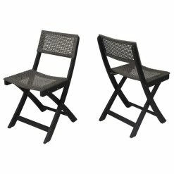 Wholesale ❤️ GDFStudio Truda Acacia Wood Foldable Bistro Chairs, Set Of 2, Dark Gray, Brown Wicker ❤️
