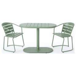 Best Sale 🌟 GDFStudio GDF Studio 3-Piece Porto Outdoor Crackle Finished Iron Bistro Set, Crackle Green 👏