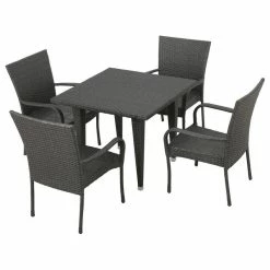 Wholesale 🤩 GDFStudio GDF Studio 5-Piece Antonio Outdoor Gray Wicker Dining Set 🌟