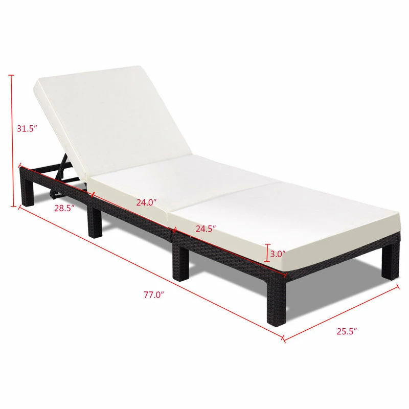 Budget ๐ Costway Patio Adjustable Wicker Lounge Poolside Couch Furniture With Cushion โ๏ธ - Image 4