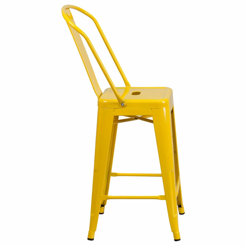 Best Sale ๐คฉ Flash Furniture Yellow Metal Bar Stool CH-31320-24GB-YL-GG ๐ - Image 2