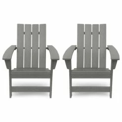 Promo 😍 GDFStudio Van Outdoor Adirondack Chair, Set Of 2, Gray 😀