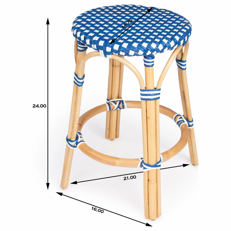 Best deal 🛒 Butler Specialty Company Tobias Blue And White Rattan Counter Stool ✔️ - Image 9