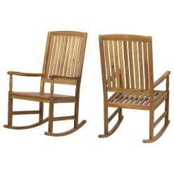 Deals 🤩 GDFStudio Penny Outdoor Acacia Wood Rocking Chairs, Set Of 2, Teak Finish 🥰