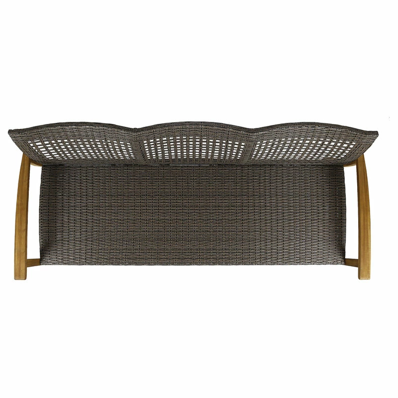 Best Pirce ๐ GDFStudio Marcia Outdoor Wood And Wicker Sofa, Mix Mocha/Natural Stained Finish ๐ - Image 9