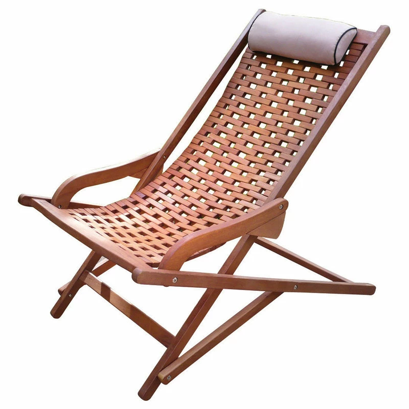 Wholesale 😀 Outdoor Interiors Cambria Eucalyptus Folding Swing Lounge Chair With Beige Pillow 🔔