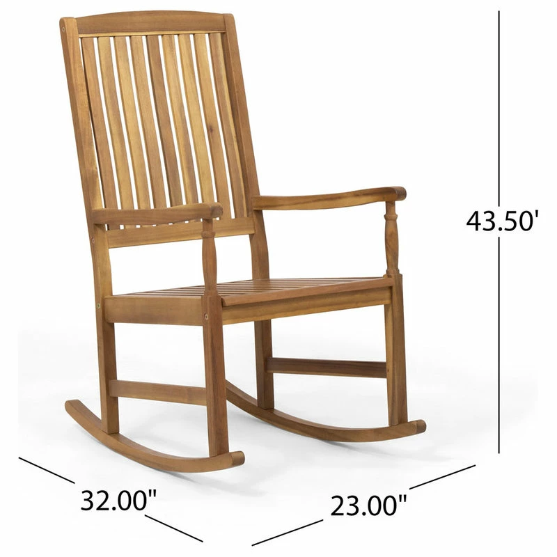 Deals 🤩 GDFStudio Penny Outdoor Acacia Wood Rocking Chairs, Set Of 2, Teak Finish 🥰 - Image 11