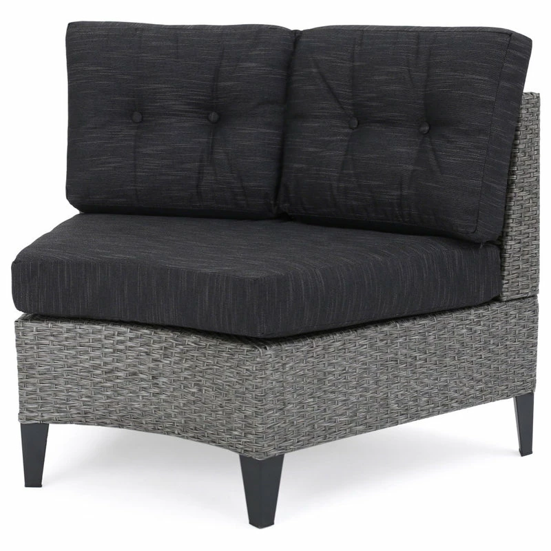Cheapest 🤩 GDFStudio GDF Studio 5-Piece Currituck Outdoor Black Wicker Sofa, Dark Gray Set ❤️ - Image 8