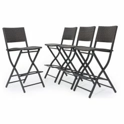 Deals ⌛ GDFStudio GDF Studio Marinelli Outdoor Multibrown Wicker Bar Stools, Set Of 4 ⌛