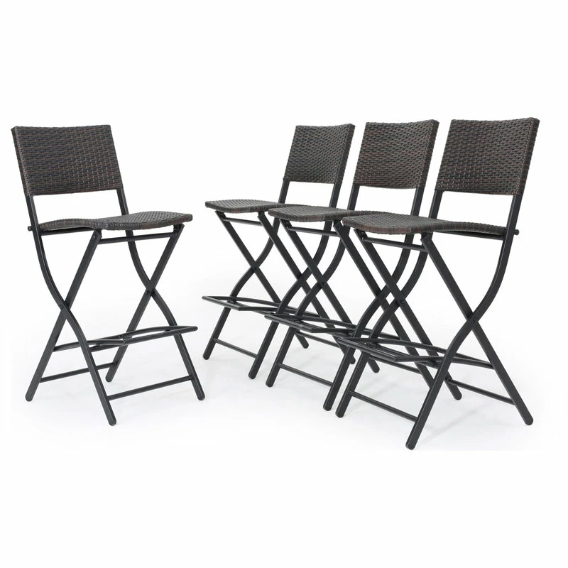Deals ⌛ GDFStudio GDF Studio Marinelli Outdoor Multibrown Wicker Bar Stools, Set Of 4 ⌛