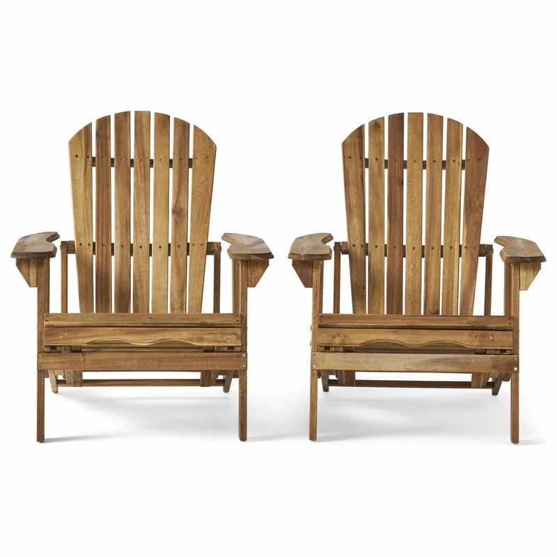 Brand new ๐ฅ GDFStudio GDF Studio Katherine Outdoor Reclining Wood Adirondack Chairs, Set Of 2, Natural โ - Image 8