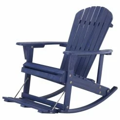 Hot Sale 🥰 CTE Zero Gravity Adirondack Rocking Chair With Footrest, Navy Blue, Single Chair 🎉