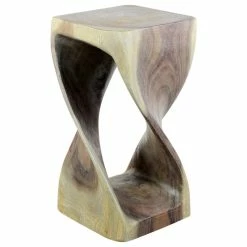 Cheapest 🥰 Kammika Import Export Co., Ltd (Thailand) Haussmann® Original Wood Twist Stool 12 X 12 X 23 In High Grey Oil 🛒
