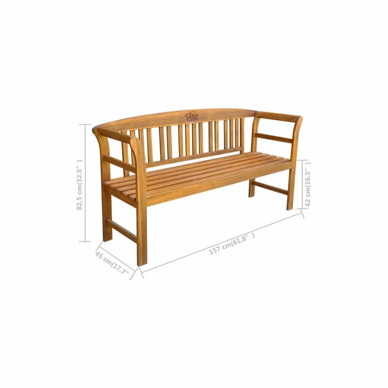 Coupon ๐ Vida XL LLC VidaXL Solid Wood Patio Bench 61.8" 3 Seater Outdoor Garden Chair Seating ๐ - Image 5