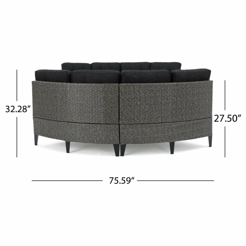 Cheapest 🤩 GDFStudio GDF Studio 5-Piece Currituck Outdoor Black Wicker Sofa, Dark Gray Set ❤️ - Image 5
