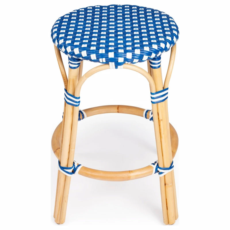 Best deal 🛒 Butler Specialty Company Tobias Blue And White Rattan Counter Stool ✔️ - Image 4