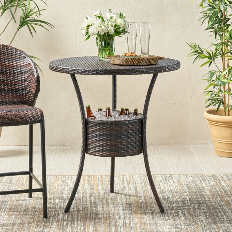 Best deal 🥰 GDFStudio GDF Studio Tampa Bay Multi Brown Pe Table, Ice Pail ✔️ - Image 2