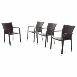 Cheap 🔔 GDFStudio GDF Studio Dorside Outdoor Wicker Armed Chairs With An Aluminum Frame, Set Of 4, 🥰