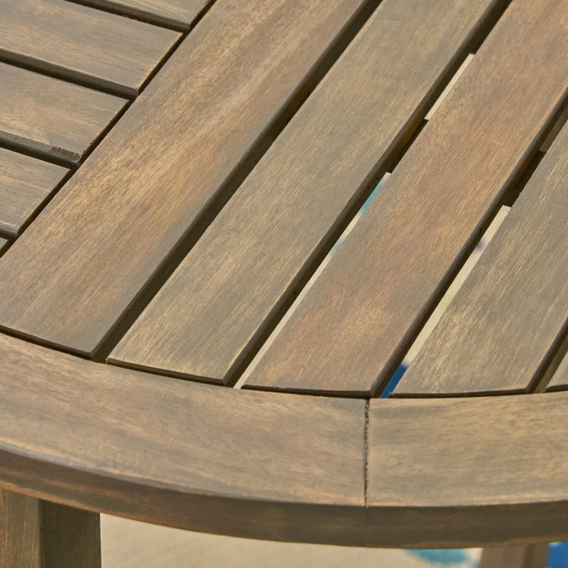 Deals 🔥 GDFStudio GDF Studio Alma Outdoor 2-Seater 28" Round Acacia Bistro Set With Closed Legs, G ⭐ - Image 8