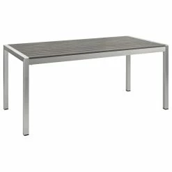 Outlet ⌛ LexMod Shore Outdoor Aluminum Dining Table, Silver Gray ⭐