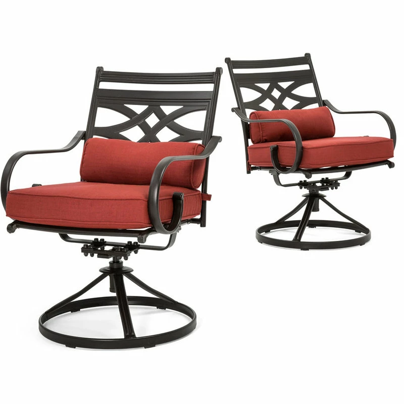 Cheapest 🤩 Hanover Montclair 5-Piece Patio Dining Set With Rockers And Square Table, Chili Red 👍 - Image 2
