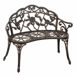 Cheapest 💯 Belleze Antique-Style Garden Bench, Aluminum Rose, 39", Bronze ⭐