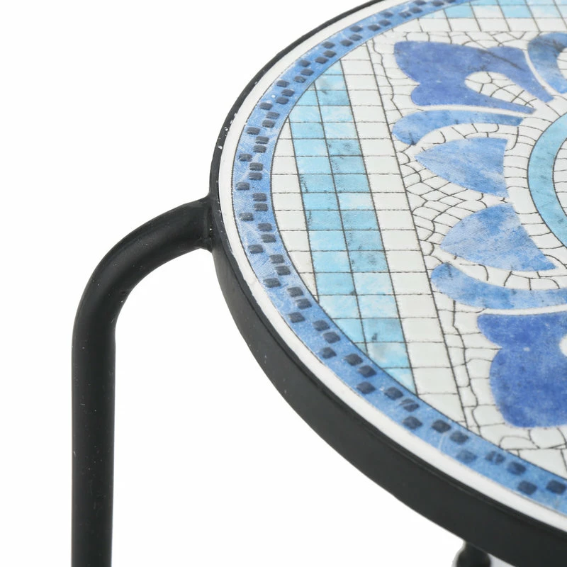 Hot Sale ๐ GDFStudio GDF Studio Sindarin Outdoor Blue And White Ceramic Tile Iron Frame Side Table ๐งจ - Image 5