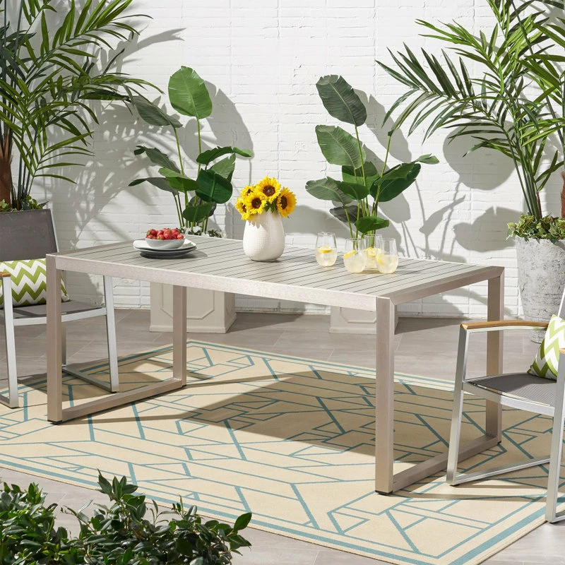 Buy ๐ GDFStudio Edith Outdoor Aluminum Dining Table, Silver ๐ - Image 3