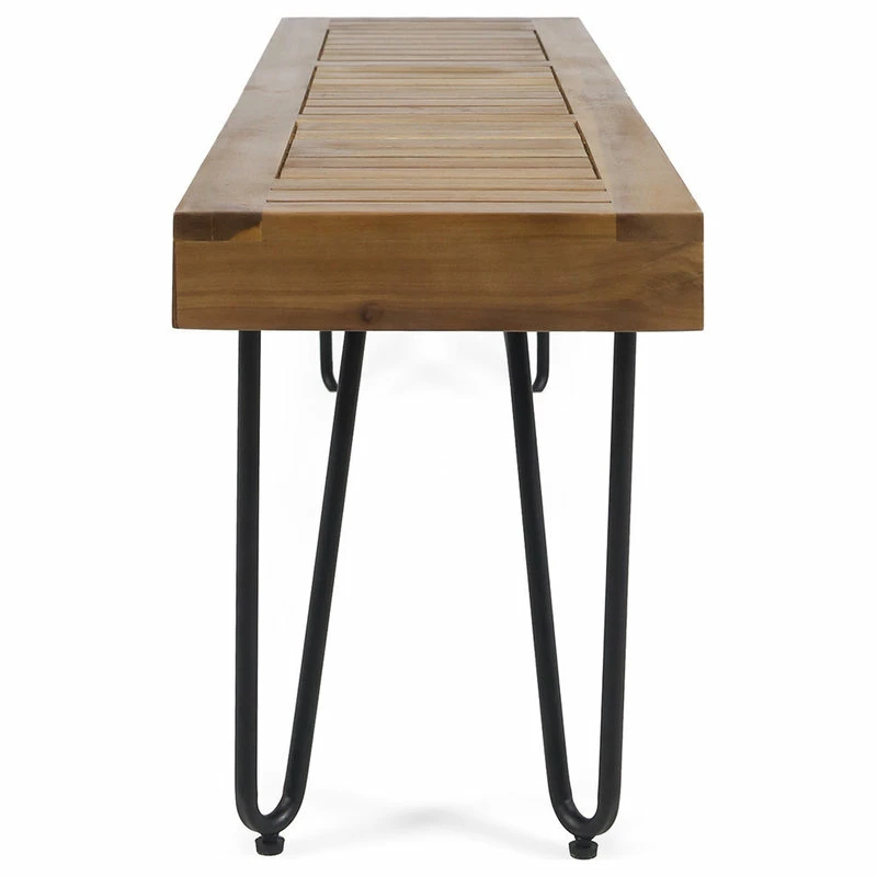 Top 10 😍 GDFStudio GDF Studio Abbet Outdoor Industrial Wood And Metal Bench, Teak/Black Metal 😉 - Image 6