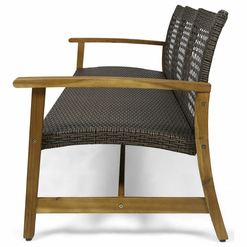 Best Pirce ๐ GDFStudio Marcia Outdoor Wood And Wicker Sofa, Mix Mocha/Natural Stained Finish ๐ - Image 7