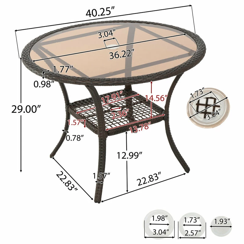 Brand new 🔔 GDFStudio GDF Studio Selander Multibrown Wicker Glass Table 🥰 - Image 10