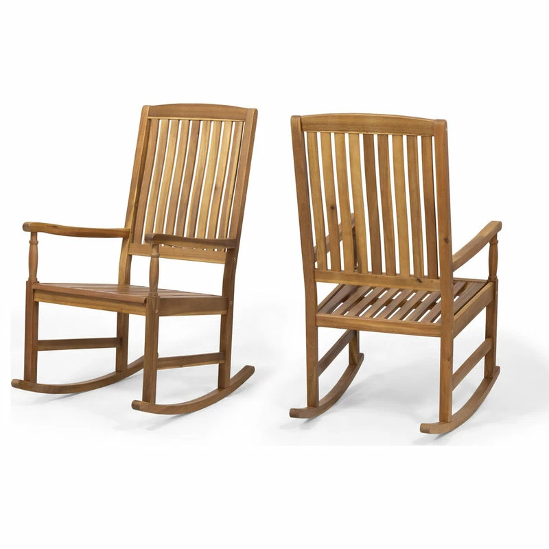 Deals 🤩 GDFStudio Penny Outdoor Acacia Wood Rocking Chairs, Set Of 2, Teak Finish 🥰 - Image 3
