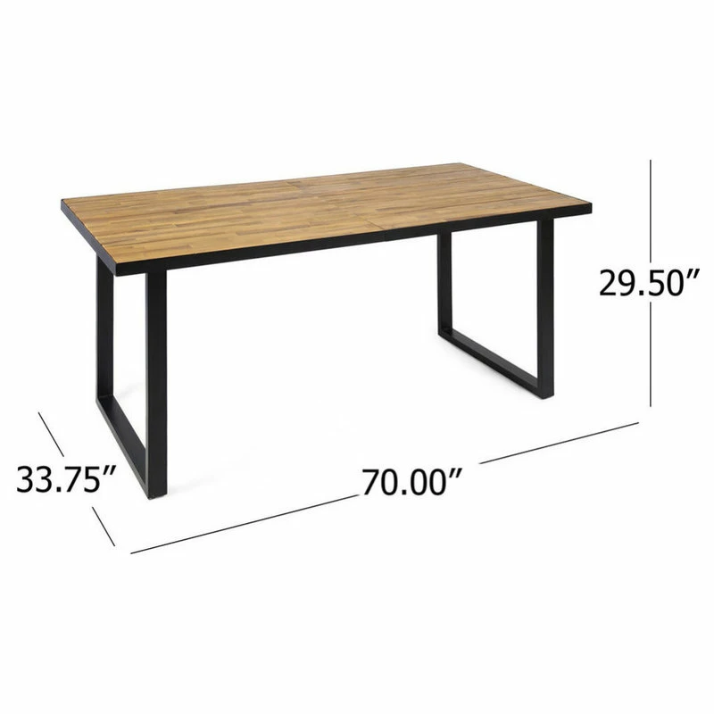 Top 10 ๐งจ GDFStudio GDF Studio Lane Outdoor 70" Acacia Wood And Iron Dining Table ๐ - Image 3