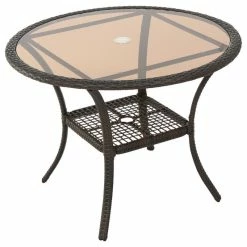 Brand new 🔔 GDFStudio GDF Studio Selander Multibrown Wicker Glass Table 🥰