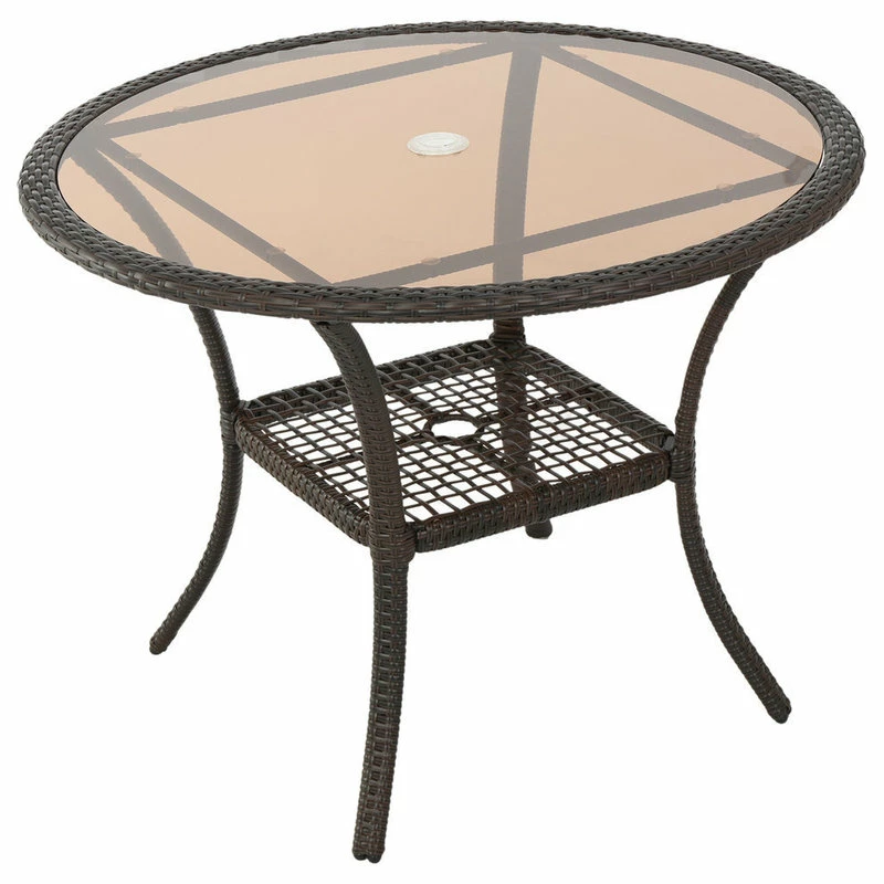Brand new 🔔 GDFStudio GDF Studio Selander Multibrown Wicker Glass Table 🥰