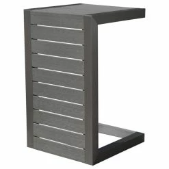 Deals 🎁 GDFStudio GDF Studio Crested Bay Outdoor Gray Aluminum C-Shaped Side Table 🧨