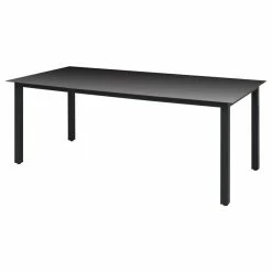 Coupon 🛒 Vida XL LLC VidaXL Garden Table Black 74.8"x35.4"x29.1" Aluminium And Glass 😉