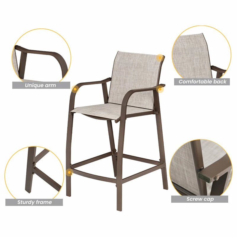 Coupon โจ Crestlive Products Aluminum Patio Bar Set Bar Stools And Table Set, Beige ๐ฅ - Image 4