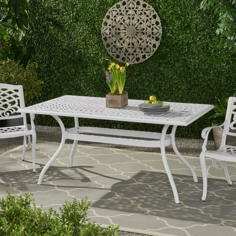 Brand new 😍 GDFStudio Veronica Traditional Outdoor Aluminum Rectangular Dining Table, White 🌟 - Image 2