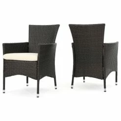 Discount ✨ GDFStudio GDF Studio Clementine Outdoor Multibrown PE Wicker Dining Chairs, Set Of 2 ⌛