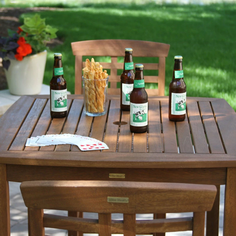 Best deal ๐ Outdoor Interiors 5-Piece Square Eucalyptus Bar Height Dining Set With Bar Chairs โค๏ธ - Image 4