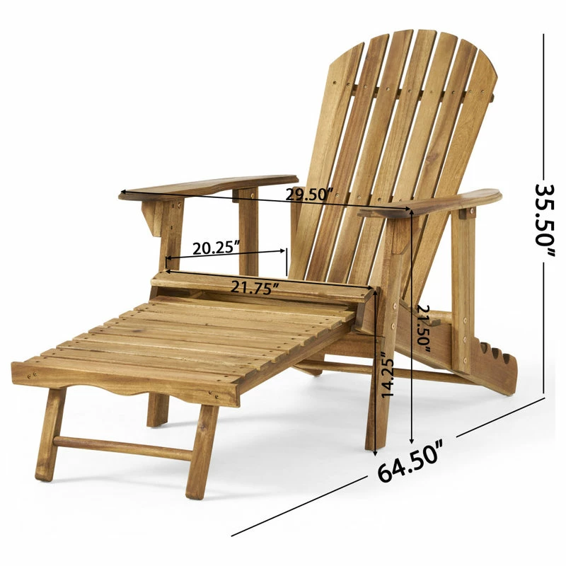 Brand new ๐ฅ GDFStudio GDF Studio Katherine Outdoor Reclining Wood Adirondack Chairs, Set Of 2, Natural โ - Image 4