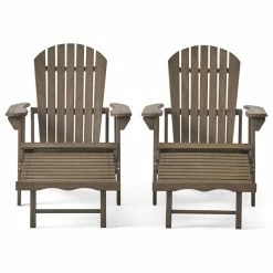 Brand new 😍 GDFStudio GDF Studio Katherine Outdoor Reclining Wood Adirondack Chairs, Set Of 2, Gray 🔥