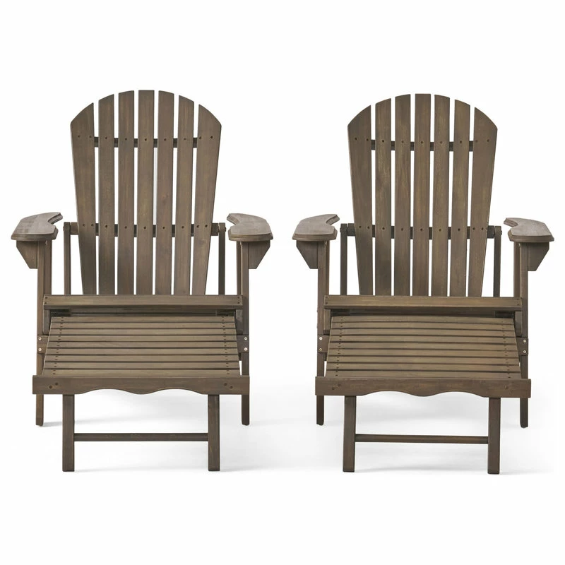Brand new 😍 GDFStudio GDF Studio Katherine Outdoor Reclining Wood Adirondack Chairs, Set Of 2, Gray 🔥