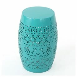 Flash Sale 🥰 GDFStudio GDF Studio Riley Outdoor 12" Lace Cut Iron Side Table, Teal 🤩 -GDF Studio Shop d5019a9d01a97a64 2049 w800 h800 b1 p0
