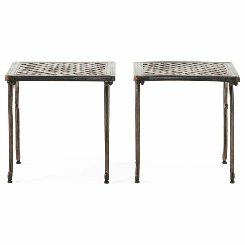 Brand new โจ GDFStudio GDF Studio Hyde Outdoor Cast Aluminium Accent Tables, Set Of 2 ๐