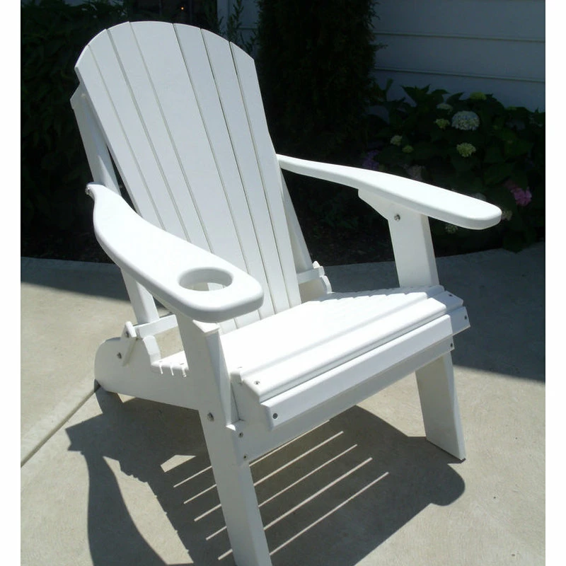 Best deal 😉 Furniture Barn USA Deluxe Premium Poly Lumber Folding Adirondack Chair With Cup Holder, White ❤️ - Image 3
