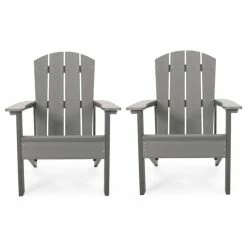 Promo 🔥 GDFStudio Leighton Outdoor Adirondack Chairs, Set Of 2, Gray ✨