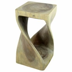 Budget 💯 Kammika Import Export Co., Ltd (Thailand) Haussmann® Original Wood Twist Stool 10 X 10 X 18 In High Grey Oil 👍